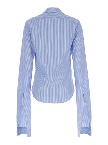 White And Light Blue Shirt With Knotted Cuffs In Cotton Woman - Coperni - Modalova