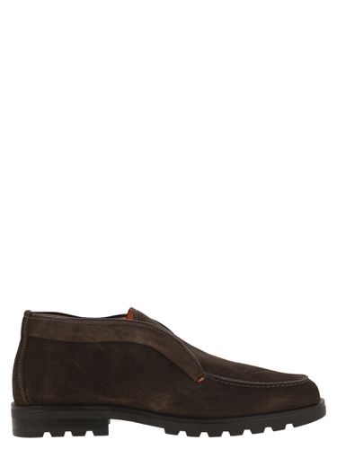 Suede Ankle Boot Without Laces - Santoni - Modalova