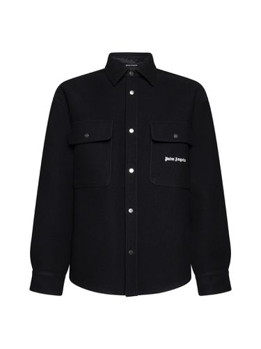 Wool Overshirt With Logos - Palm Angels - Modalova