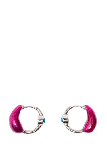 Lava Silver Hoops Earrings With Fuchsia Detail In Rhodium Plated Brass Woman - Panconesi - Modalova