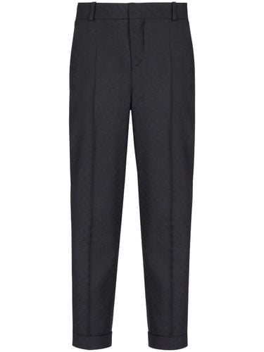 Monogram Jacquard Straight Wool Pants - Balmain - Modalova