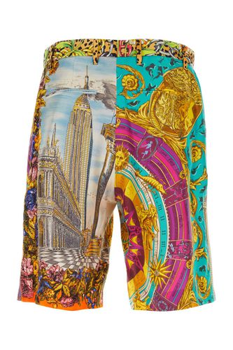 Printed Silk Bermuda Shorts - Moschino - Modalova