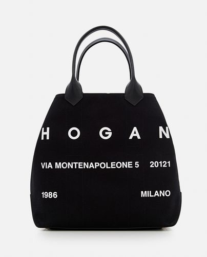 Medium Script Canvas Shopping Bag - Hogan - Modalova