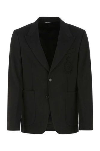 Black Stretch Viscose Blend Blazer - Dolce & Gabbana - Modalova