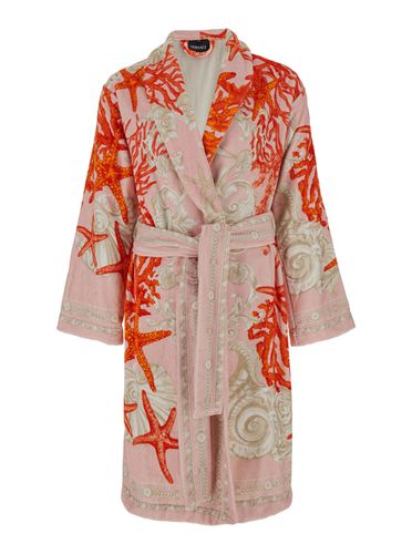 Bathrobe With Sea Baroque Pattern In Terry Cotton - Versace - Modalova