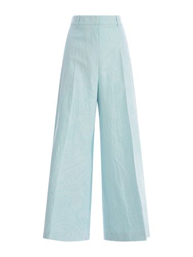 Pastel Light-blue Stretch Cotton Blend Cropped-cut Pant - Etro - Modalova