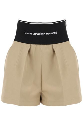 Cotton And Nylon Shorts With Branded Waistband - Alexander Wang - Modalova