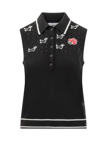 Polo Shirt With Rose And Hector Logo - Thom Browne - Modalova