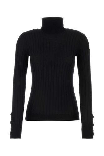 Black Ribbed Turtleneck In Wool And Cashmere - Moncler - Modalova