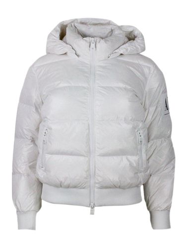 Hooded Zipped Puffer Jacket - Armani Collezioni - Modalova