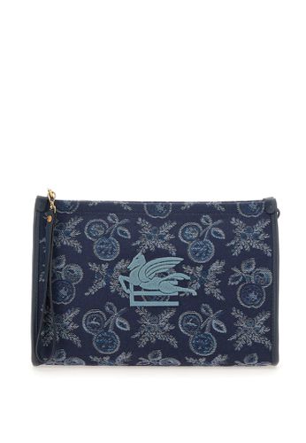 Light Blue Jacquard Denim Large Pouch - Etro - Modalova