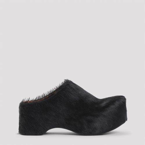 Marni Hairy Leather Platform Mules - Marni - Modalova