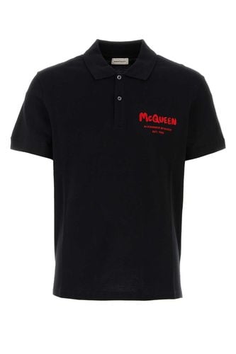 Black Piquet Polo Shirt - Alexander McQueen - Modalova