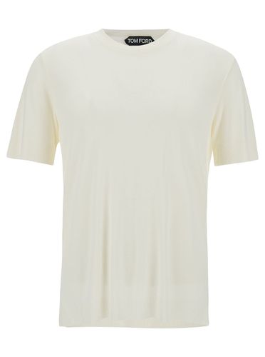 Crewneck T-shirt With Ribbed Trim In Lyocell Blend Man - Tom Ford - Modalova
