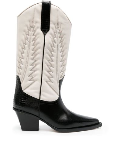 Bone And Black Calf Leather Boots - Paris Texas - Modalova