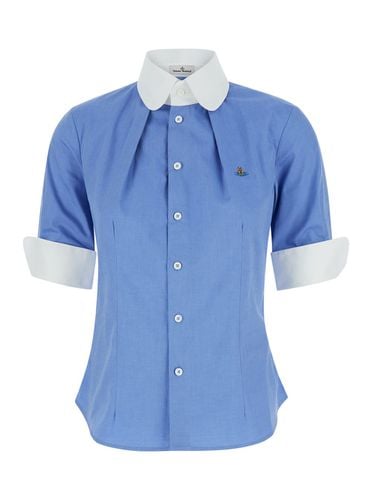 Light Blue Shirt With Stand Up Collar In Cotton Woman - Vivienne Westwood - Modalova