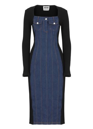 Denim & Ribbed Midi Dress - M05CH1N0 Jeans - Modalova