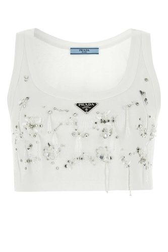 Prada White Cotton Crop Top - Prada - Modalova