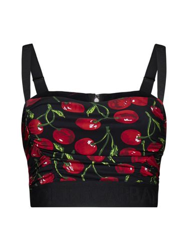 Cherry Print Cropped Top - Dolce & Gabbana - Modalova