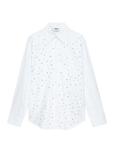 Shirt With Classic Collar And All-over Stud Embellishments In Cotton Man - MSGM - Modalova