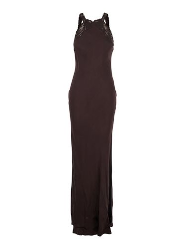 Halterneck Long Dress With Lace Embellishment On The Rear In Viscose Woman - TwinSet - Modalova