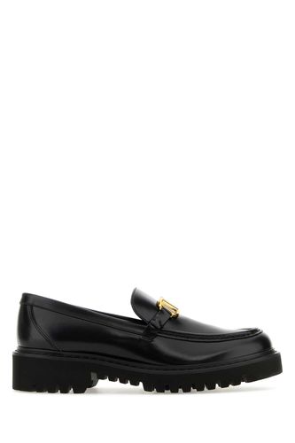 Black Leather Vlogo Loafers - Valentino Garavani - Modalova