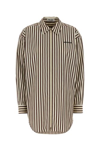 Embroidered Poplin Oversize Shirt - Miu Miu - Modalova