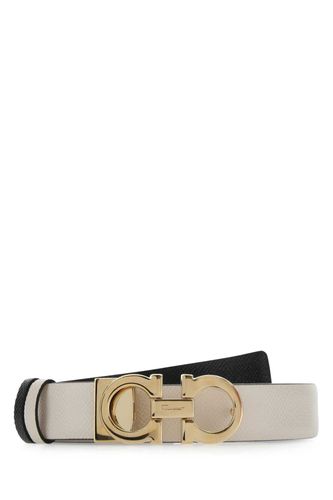 Ivory Leather Reversible Belt - Ferragamo - Modalova