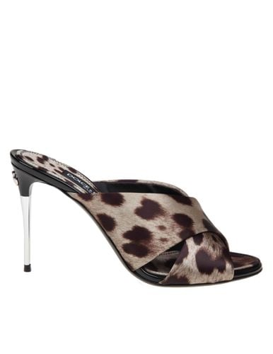 Keira Sandals In Satin With Spotted Print - Dolce & Gabbana - Modalova