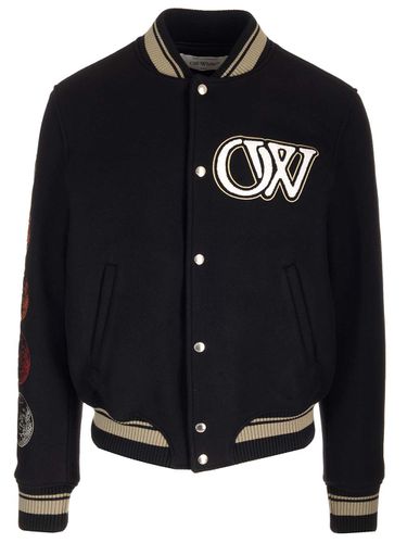 Off- Varsity Jacket With Moon Phase - Off-White - Modalova