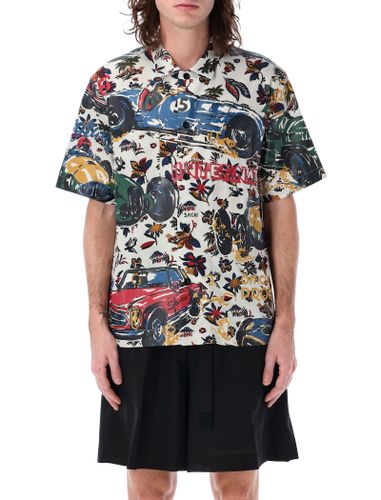 Car Race Tropical Print Bowling Shirt - Sacai - Modalova