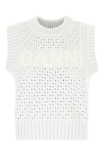 Pastel Light Blue Cotton Blend Vest - Ganni - Modalova