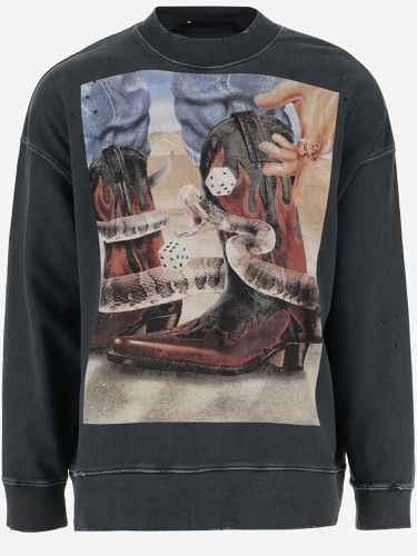Cotton Sweatshirt With Graphic Print And Logo - Palm Angels - Modalova