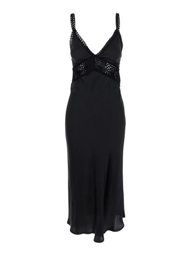 Jacinta Long Dress With Thin Straps And Crochet Inserts In Silk And Acetate Blend Woman - SEMICOUTURE - Modalova