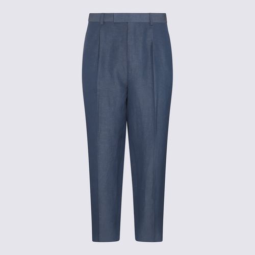 Zegna Blue Wool Pants - Zegna - Modalova