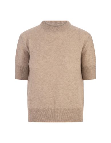 Short-sleeved Sweater In Sand Cashmere - Ermanno Scervino - Modalova