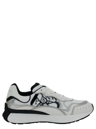 Sprint Runner White Low Top Sneakers With Metallic Detailing And Seal Logo In Leather And Mesh Man - Alexander McQueen - Modalova