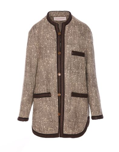 Contrasting Trim Coat - Valentino Garavani - Modalova