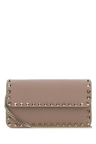 Antiqued Pink Leather Rockstud Clutch - Valentino Garavani - Modalova