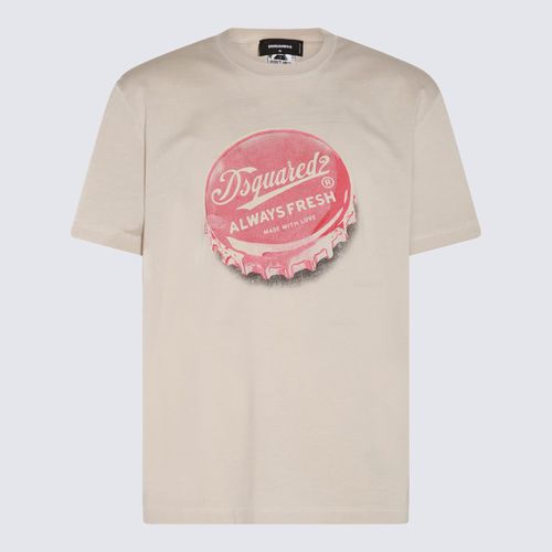 Beige And Red Cotton T-shirt - Dsquared2 - Modalova