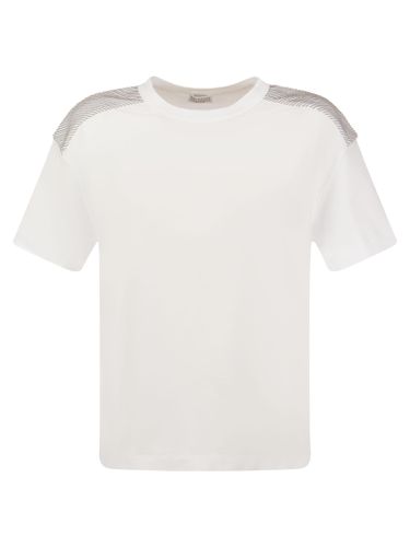 Stretch Cotton Jersey T-shirt With Shiny Shoulders - Brunello Cucinelli - Modalova
