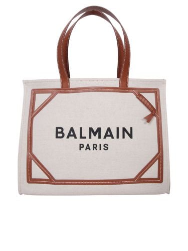 Cream B-army Medium Canvas Shopper Bag With Logo - Balmain - Modalova