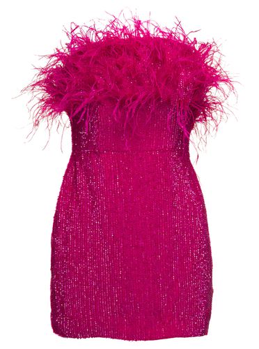 Pink Sequin Emebllished Mini-dress With Feathers In Viscose Woman - retrofete - Modalova