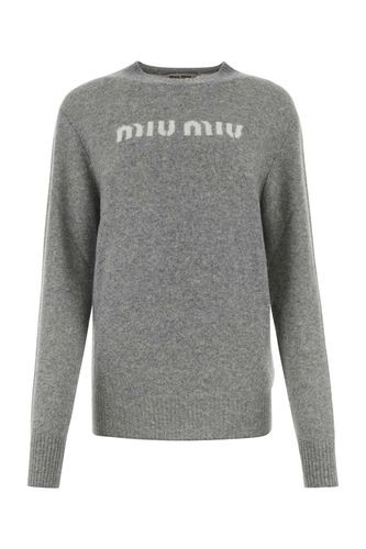 Melange Grey Wool Blend Sweater - Miu Miu - Modalova