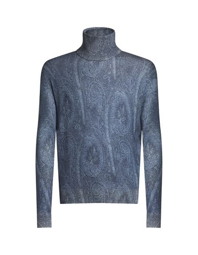 Navy Turtleneck Sweater With Paisley Print - Etro - Modalova