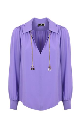 Viscose Georgette Shirt With Pendants - Elisabetta Franchi - Modalova