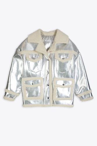 Silver Shearling Truck Coat Silver vinyl short coat with shearling - Silver Shearling Truck Coat - Khrisjoy - Modalova