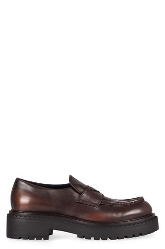 Double Chocolate Leather Loafers - Prada - Modalova