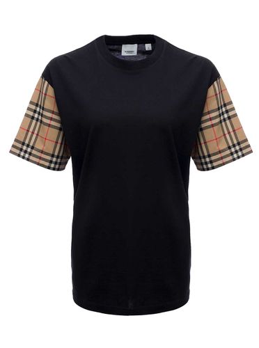 Cotton T-shirt With Vintage Check Sleeves - Burberry - Modalova