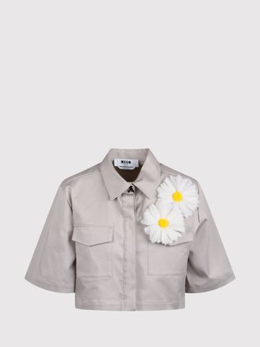 Msgm Cropped Shirt With Daisies - MSGM - Modalova